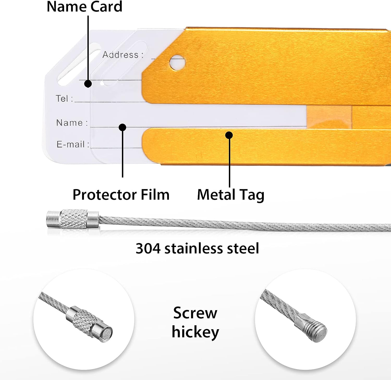 Weewooday 12 Pcs Metal Luggage Tags, Gold image 2