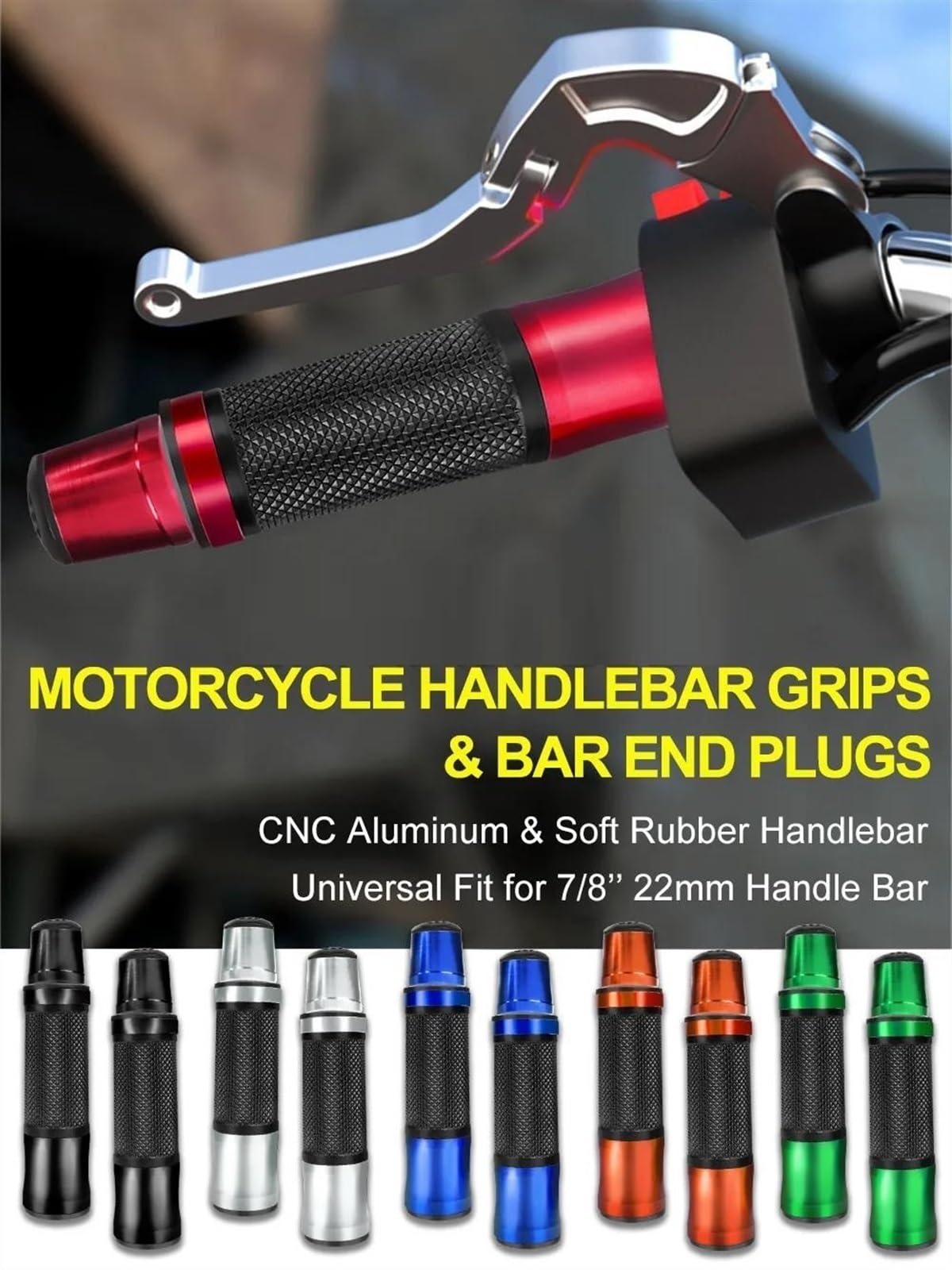Chwyty Motocyklowe Żel Gumowy Ściskacz Kierownica Uchwyty Moto 7/8 "22mm Aluminium Dla Ducati 848 900SS Dla Hypermotard 1100 (Color : Green)