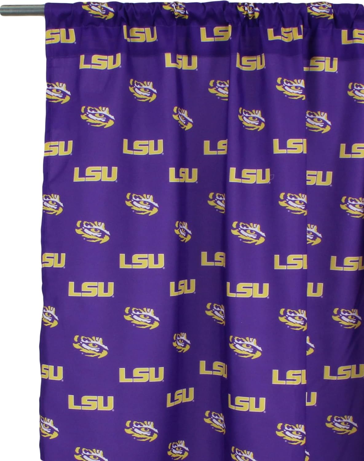 College Covers Everything Comfy LSU Tigers Curtain Panel Set, 2 Panels, 2 Matching Tie Backs, 42 inches Wide by 84 inches Long