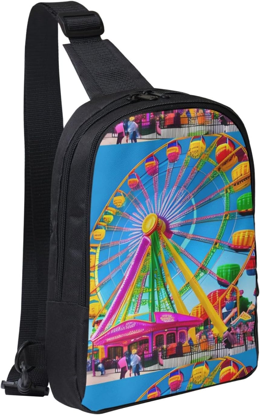 Corlorful Park Adjustable Strap Large Capacity Double Layer Crossbody Chest Bag 7.7x2.4x11.8in For Camping Travel Daily Leisure Activities
