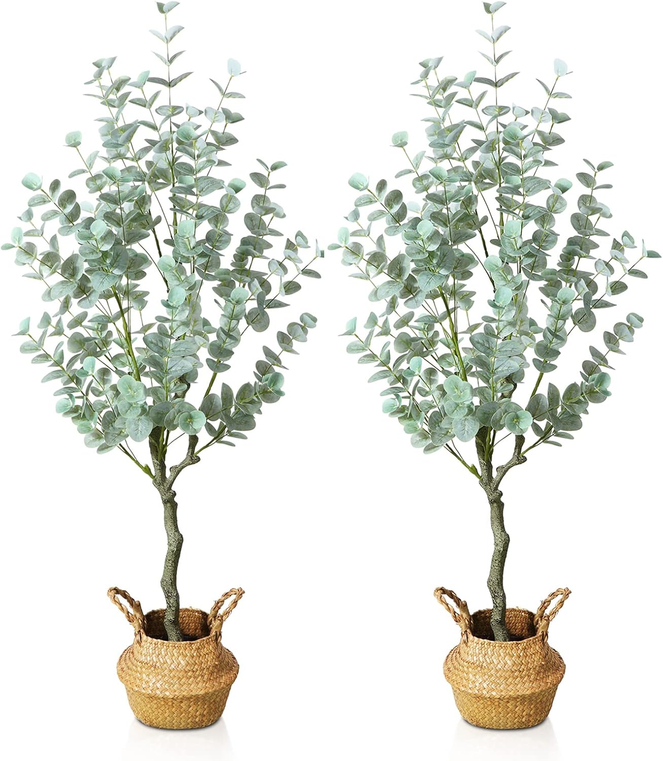 SOGUYI Artificial Eucalyptus Tree 4ft Tall Fake Silver