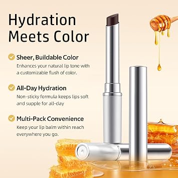 bayfree 3 PCS Lip Tint Stain Set + 3PCS All Black Sheer Universal Flattering Tinted Lip Balm, All-Day Hydrating & Nourishing