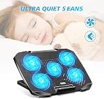 AIMIUZI Plaque de refroidissement pour ordinateur portable, Refroidisseur pour ordinateur portatif de 12-15.6 pouces, Support de refroidissement avec ordinateur portable 5 Des ventilateurs tranquilles, 5 Hauteur réglable, 2 USB Ports, support téléphonique (noir)