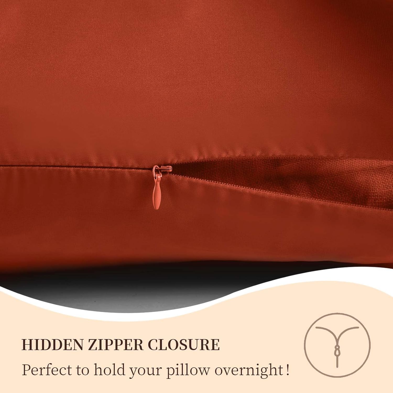 100% Pure Mulberry Silk Pillowcase for Hair and Skin, Queen Size 20”*30” Cooling Silk Pillow Case by Zipper Closure, Smooth and Soft Dual Sides Silk Pillow Cover for Women. (Orange, Queen-1 Pcs)
