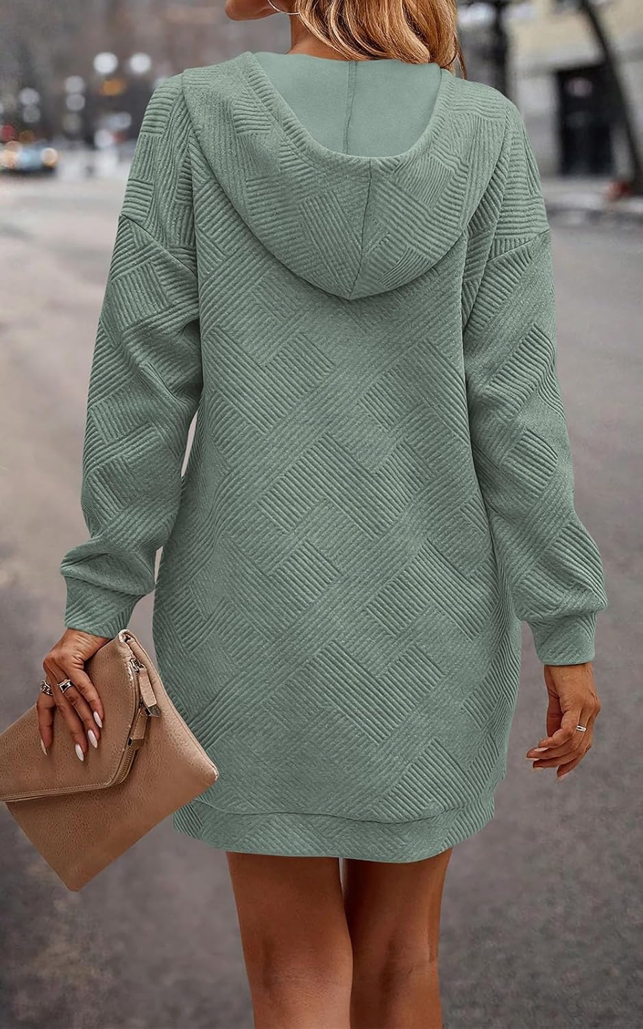 PRETTYGARDEN Womens Long Sleeve Hoodies Dress 2026 Fall Texture Button Oversized Sweatshirts Spring Dresses with Pockets - Image 5