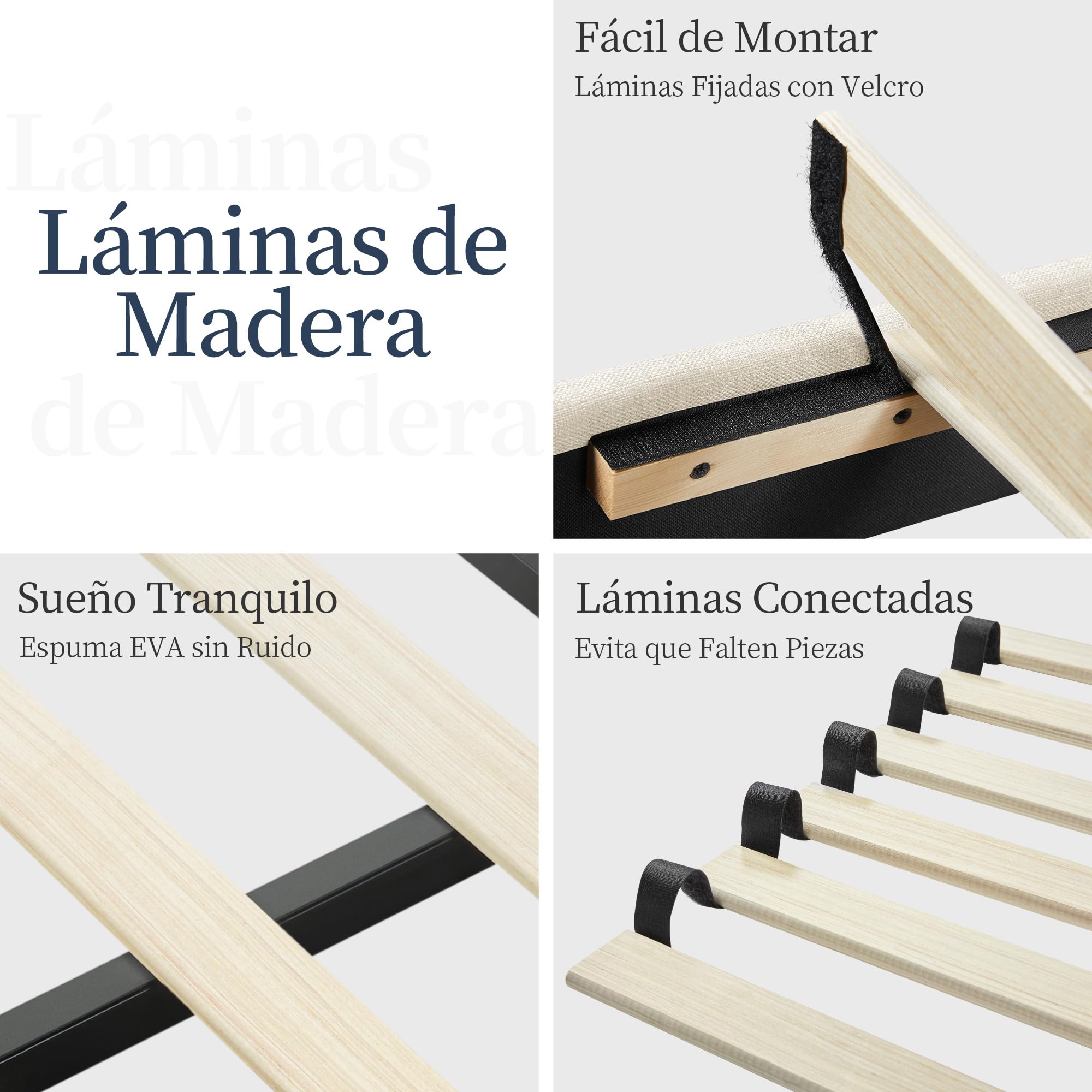 Cama tapizada 160 x 200 cm Cabecero a Rayas con Alas Láminas de Madera y Metal Beige