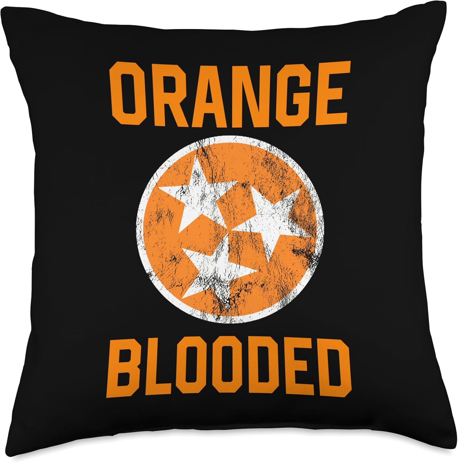 Tennessee Fan Orange Blooded Vol Sports Fan State Flag TN Throw Pillow