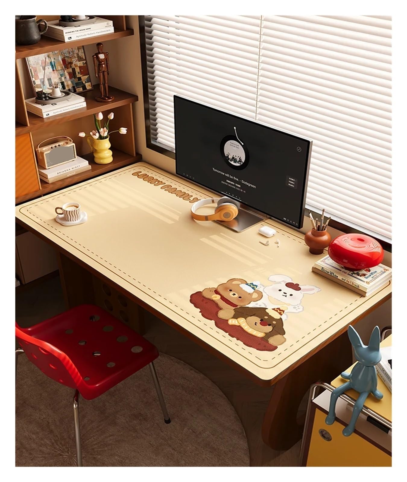 Leder Schreibtischunterlage Schreibtischunterlage for Schüler, wasserdicht, niedliche Schreibunterlage, Tischdecke, Kinder-Cartoon-Tischdecke(Color 1,60 * 120cm)