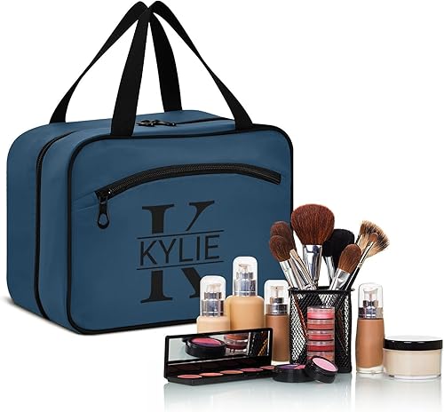 Miniatura 43 de Sinestour Neceser personalizado para mujeres y hombres, organizador de maquillaje de viaje con gancho para colgar, bolsas de cosméticos, bolsa