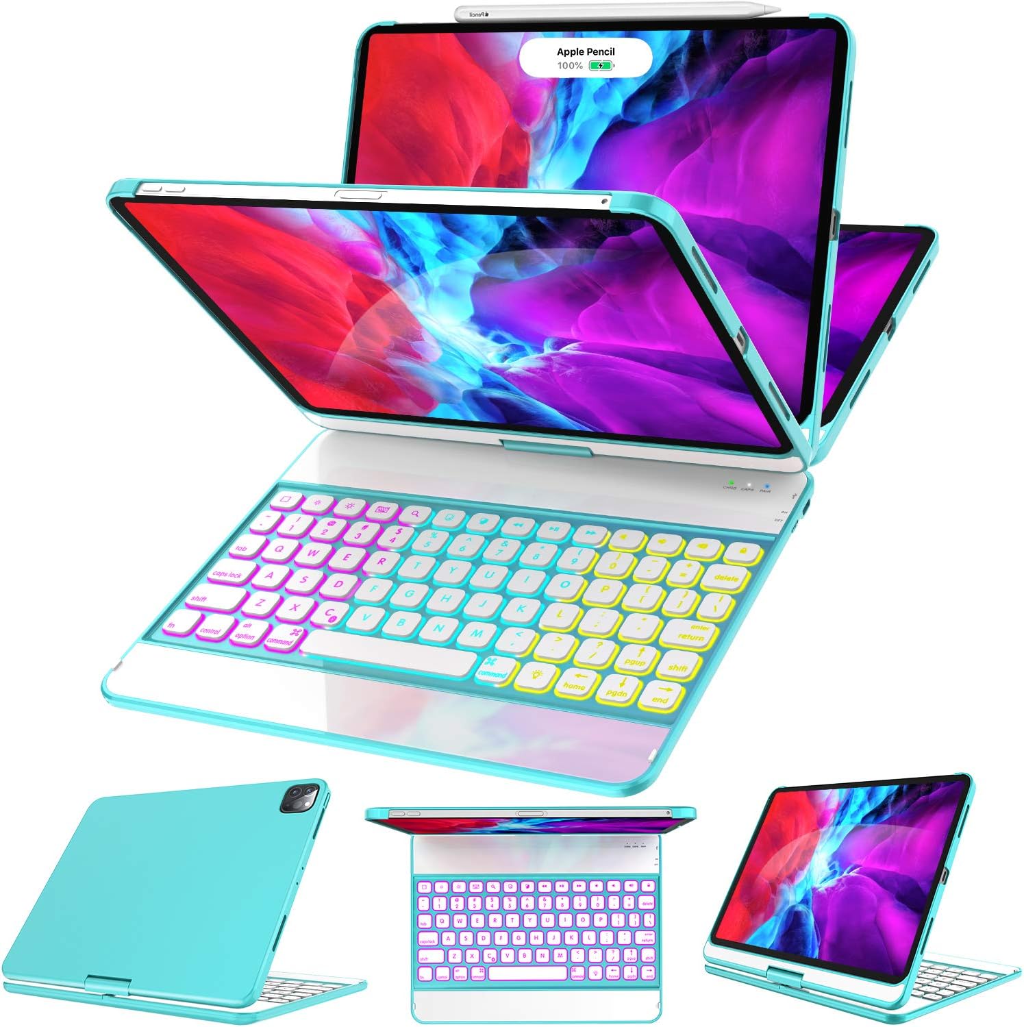Flаѕh Sаlе Buу 1 gеt 1 GreenLaw iPad Pro 11 inch Case with Keyboard, 3-Zone 7-Color Backlit, 360° Ratation, Type-C Rechargeable, Keyboard for iPad Air 5th/ 4th Generation 10.9 inch, iPad Pro 11 3rd/ 2nd/ 1st, Tifanny Blue