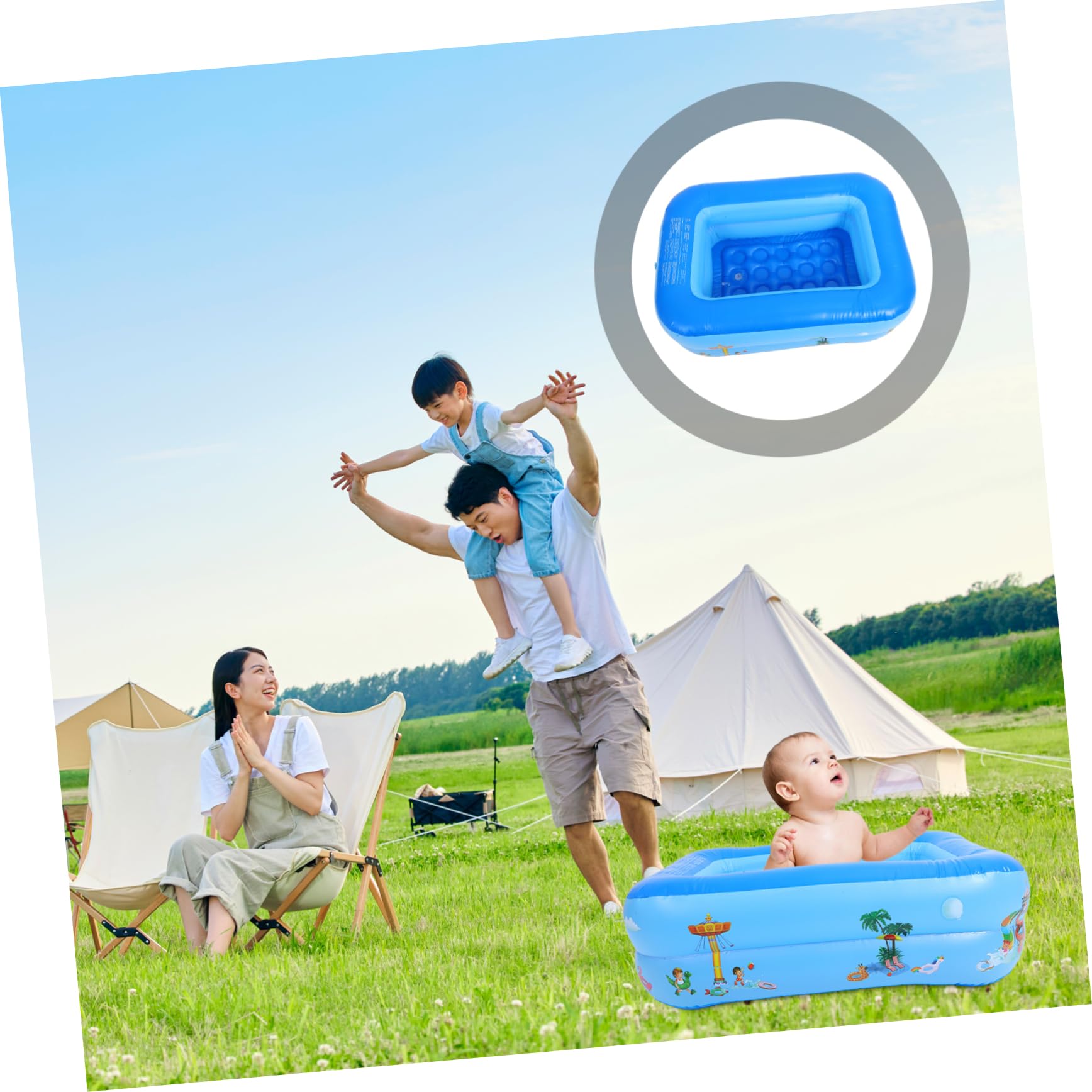 Piscine Gonflable Bleue en PVC pour Garçon et Filles, Double Couche Pliable