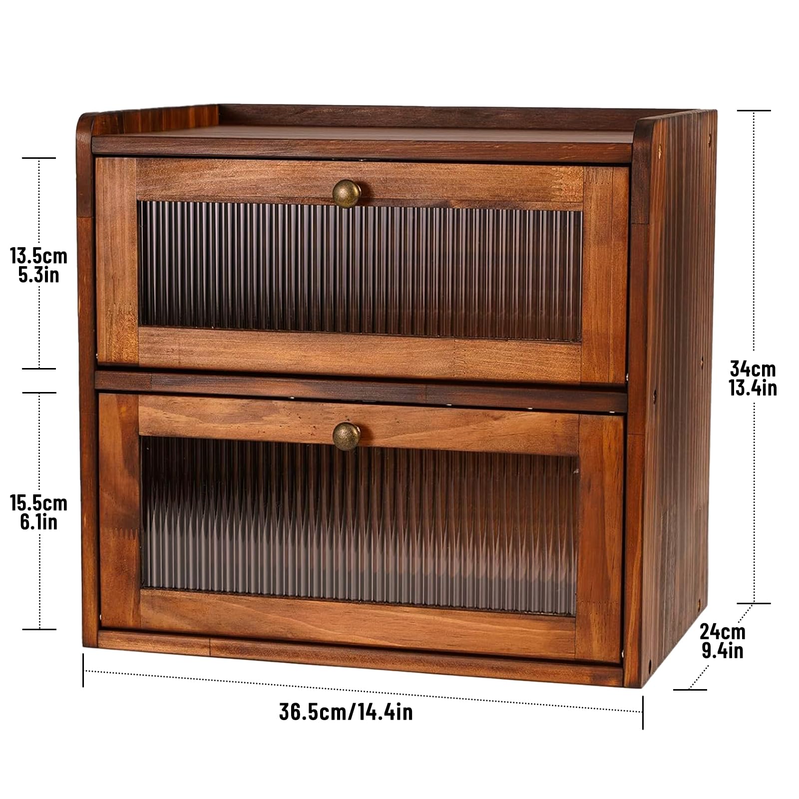 Portapane in Legno,Contenitore per Pane a Doppio Strato per Conservazione di Alimenti di Grande Capacità da Cucina e Panetteria,Cassetta per il Pane Salva Aroma in Legno,36.5*24*34cm (Marrone)