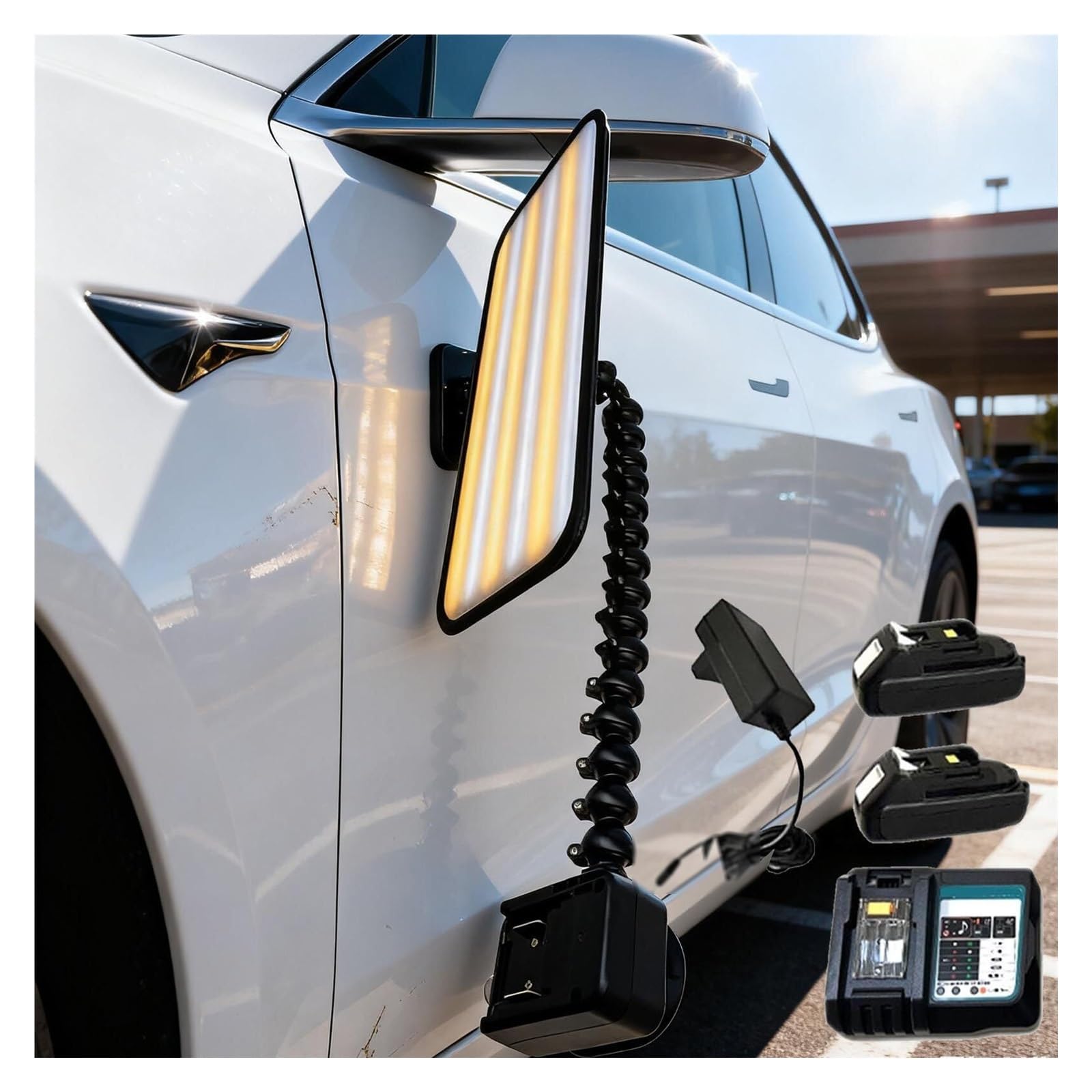 Kit Luce LED PDR Professionale 6 Zone con Ventosa 5 Pollici - Doppia Alimentazione a Cavo e Senza Fili, Batteria Ricaricabile per Riparazione Carrozzeria, Rilevamento Grandine