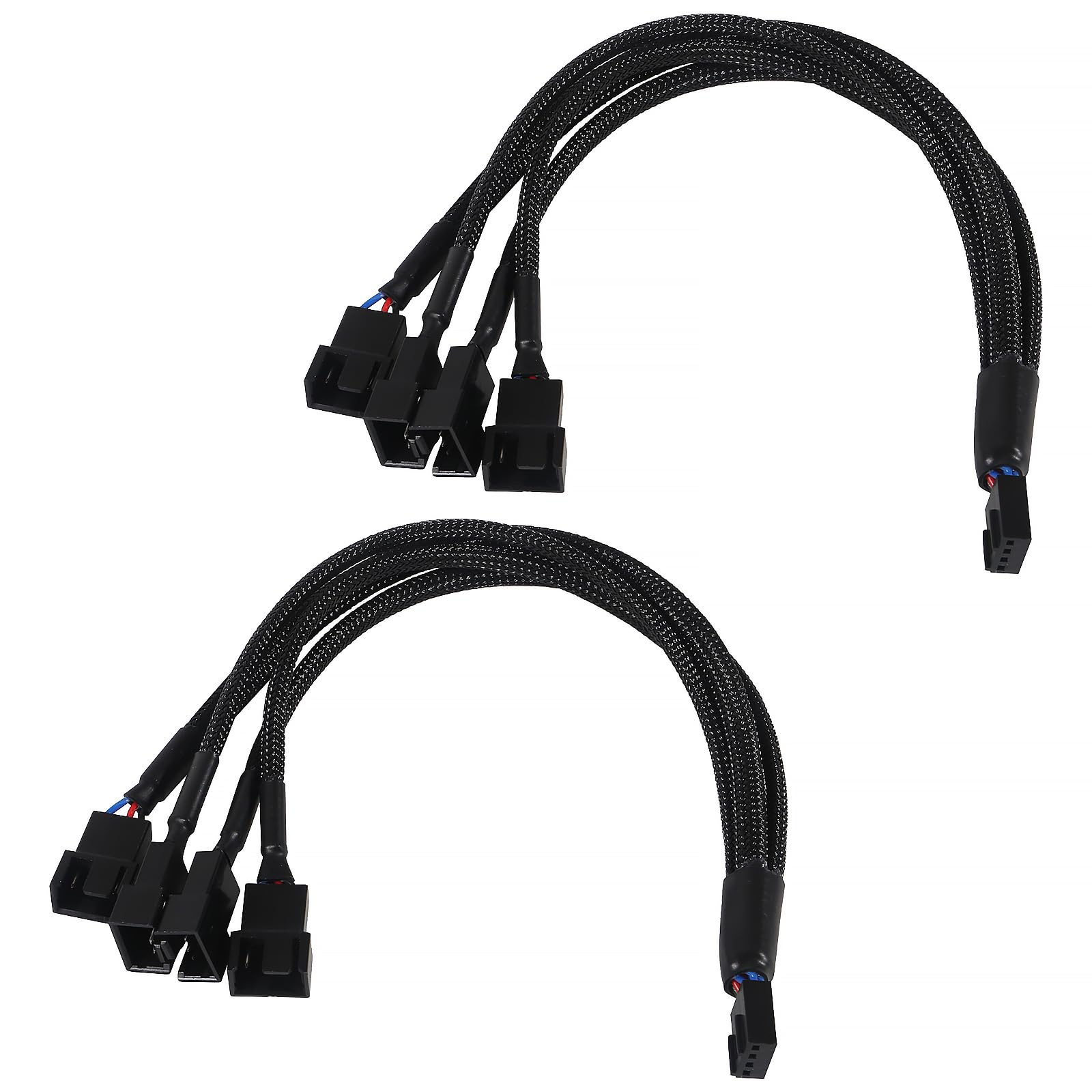 2 Pack Computer PC PWM Lüfter Splitter Kabel 1 zu 4 (4 Pin+3