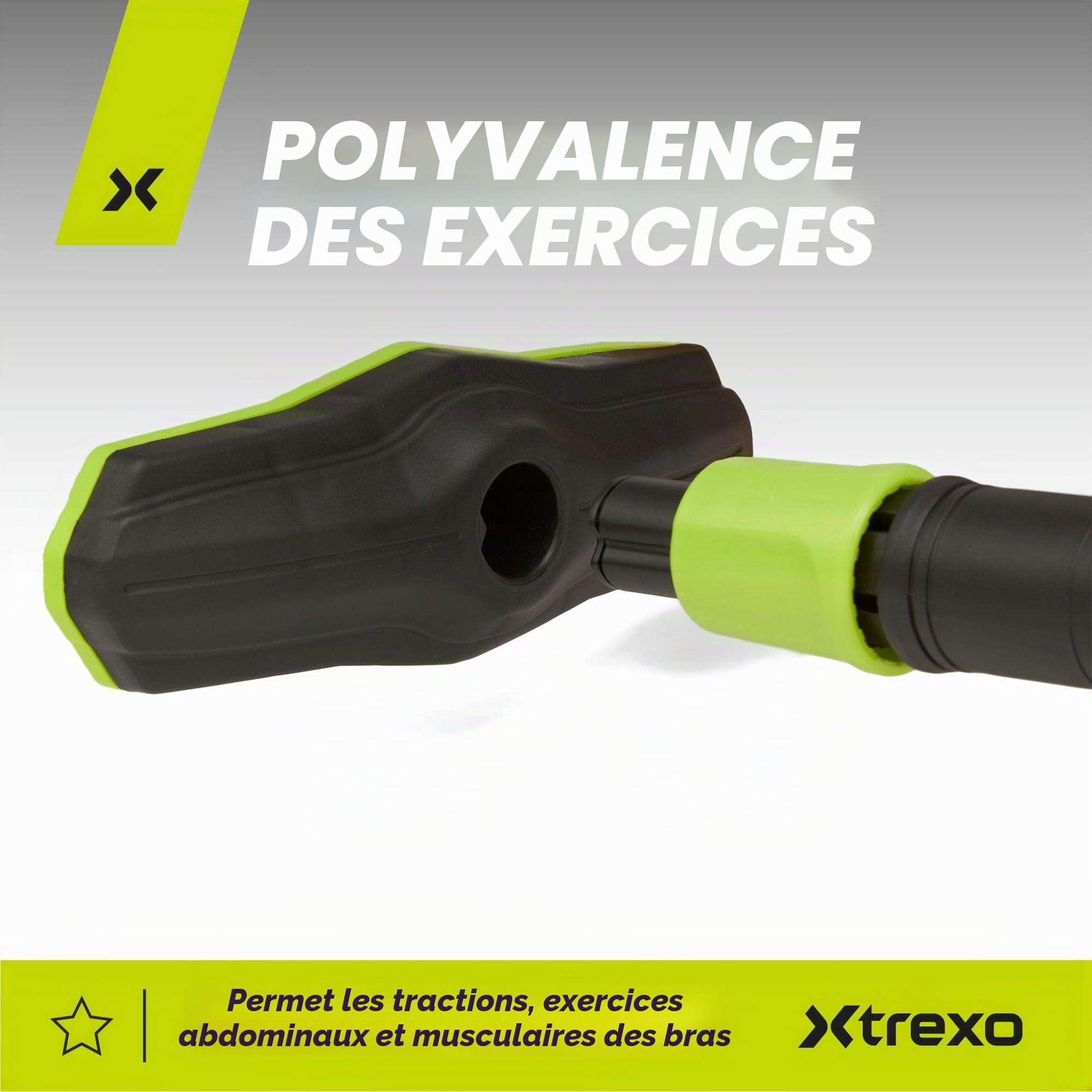XTREXO Barre de traction, longueur réglable 70 à 96 cm, en acier, charge maximale : 150 kg, pour les tractions et les exercices des bras et des épaules, montage facile, barre avec extrémités en