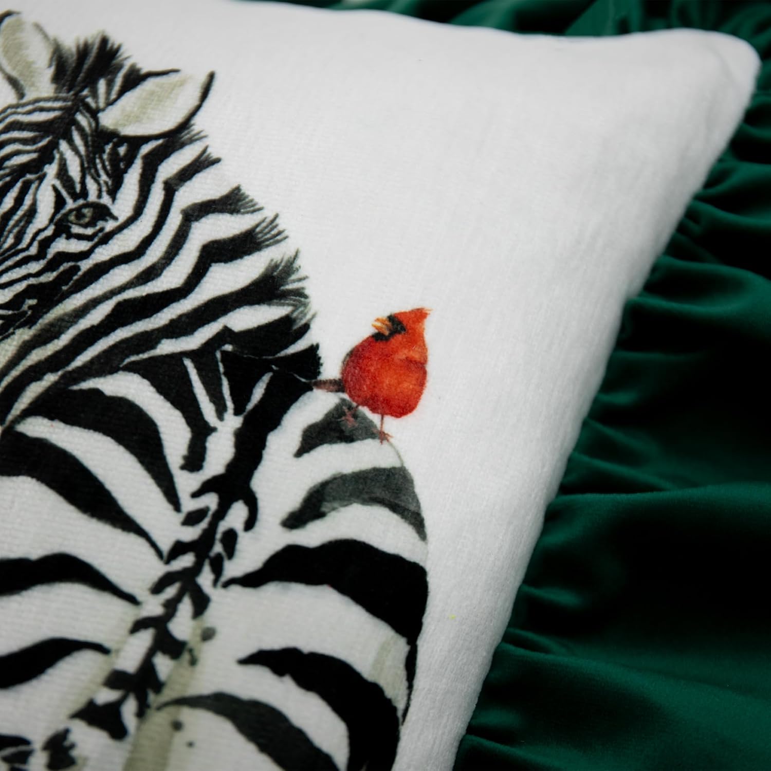 KINGROSE Printing Zebra Green Lace Throw Pillow Cover Summer Plant Pillow Case Decorative Cushion Cover for Living Room Bed Sofa Home 14 x 20 Inches