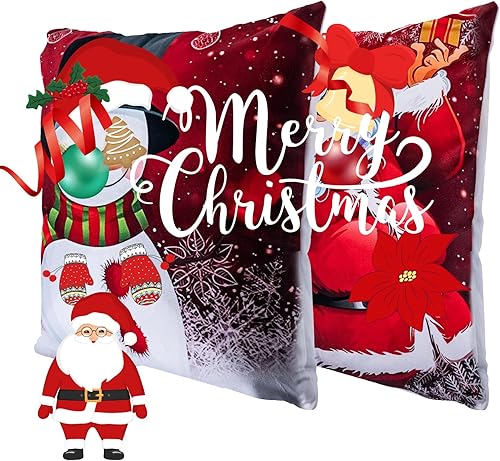 CHANGE MOORE Juego de 2 fundas de almohada navideñas de 18 x 18 pulgadas, fundas de almohada cuadradas para sofá, oficina, dormitorio, decoración
