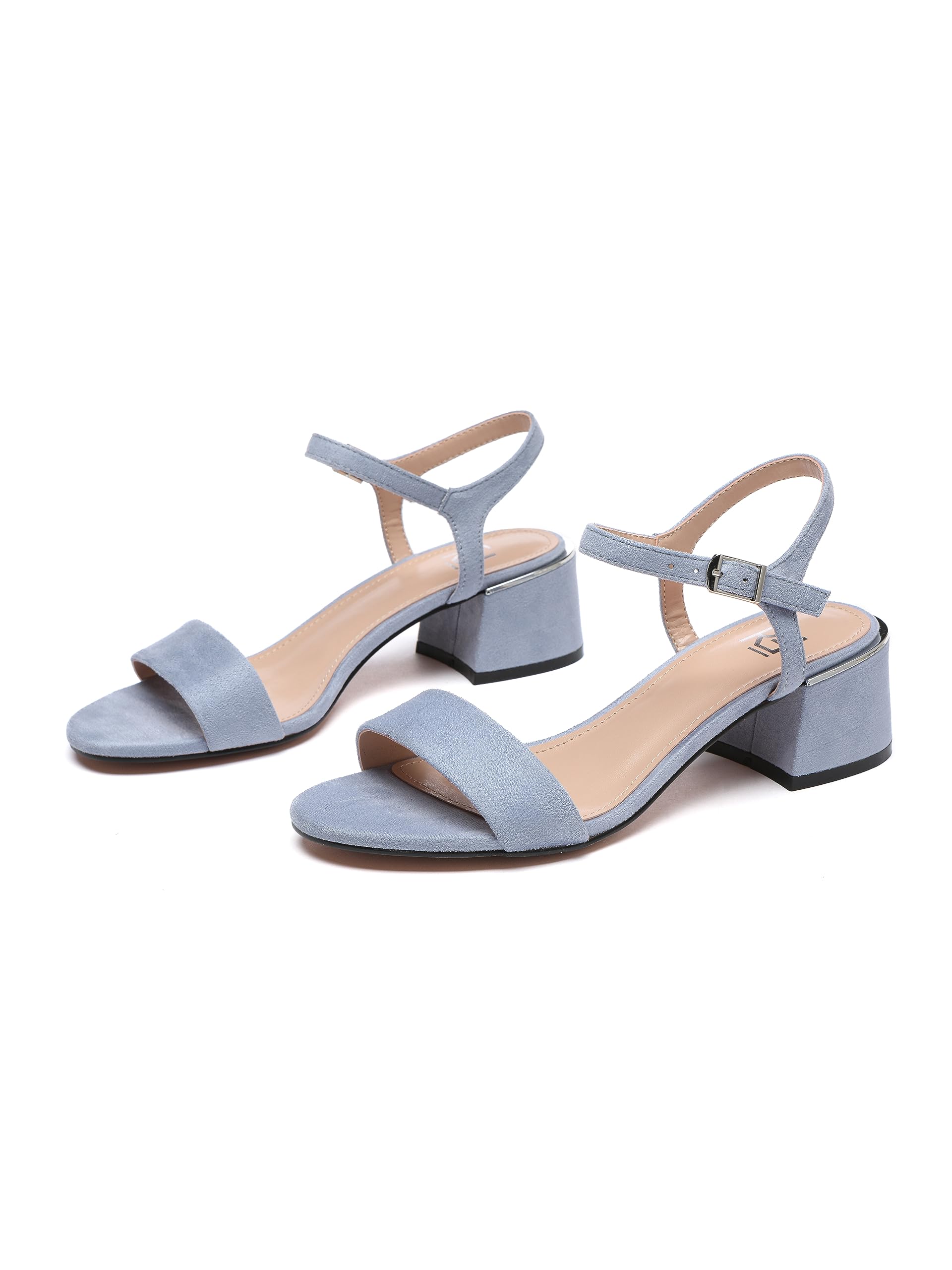 Sandalen Damen, Sandalen mit Riemchen, Schwarz/Grün/Blau/Mint/Weiß/Beige, Riemchensandalen, Sandaletten mit Absatz, 5 cm Blockabsatz, Kunstleder/Wildlederimitat, C553-K1781-12