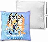 Vista 3 de Blue Dog Pillow with Name - 16in Insert Included - (Blue)