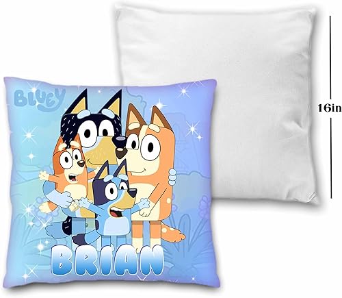 Miniatura 3 de Blue Dog Pillow with Name - 16in insert included - (Blue)