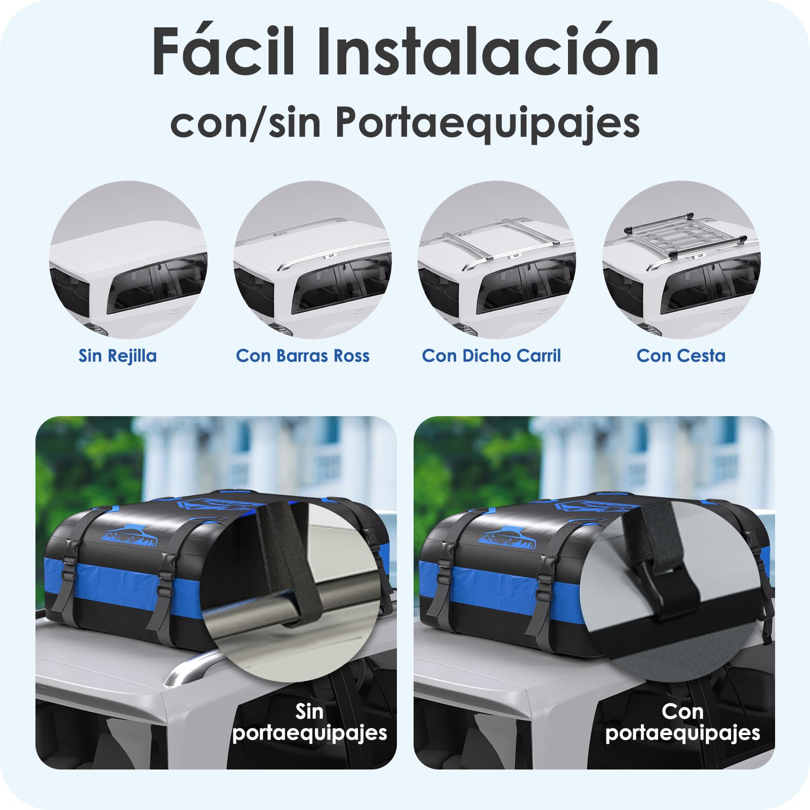 Cofre de Techo 20Cubos/566L, Cofre de Techo para Coche 700D Impermeable, Cofre de Techo con Almohadillas Antideslizantes y 10 Correas de Sujeción, Pto para Coches con/sin Portaequipajes