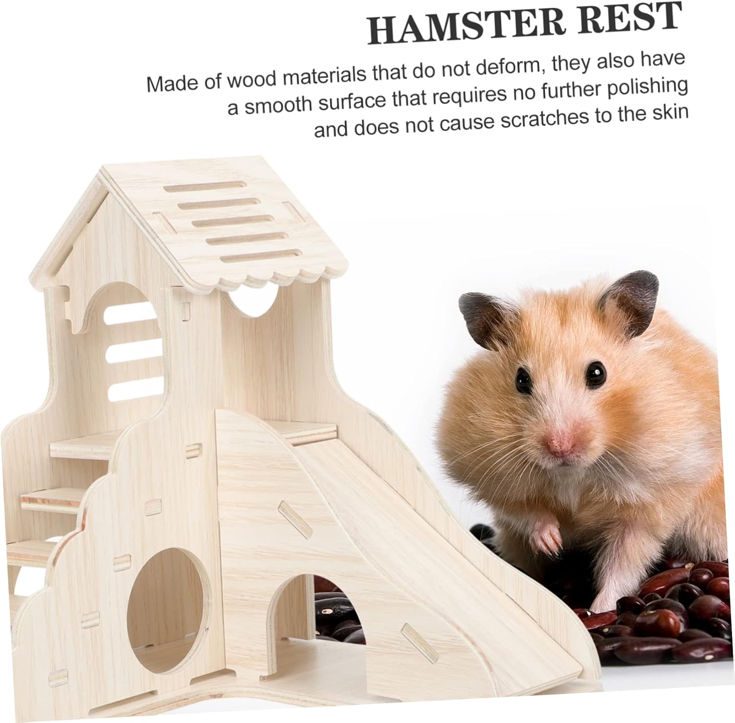 PAREKS 3pcs Wooden Landscaping House Wooden Toys Sports Toys Hedgehog Toys Hamster Houses hideouts Hamster Accessories Hamster Climbing Ladder Climbing Ladder Toy Hamster Ladder Toy pet/2541