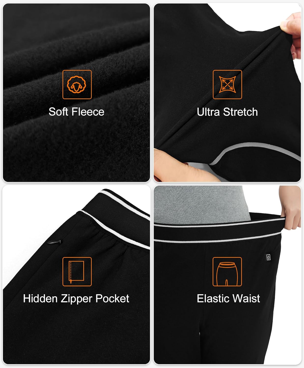 FERNIDA Women Heated Pants with Battery Pack Fleece Heated Thermal Long Johns 7.4V Electric Heated Leggings for Outdoor, Home - Image 5