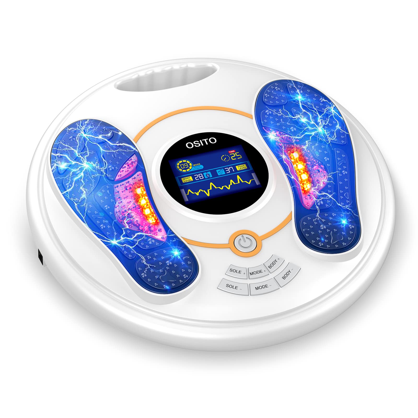 Foot Circulation Machine for feet and Legs-Foot Blood Circulation Machine Improves and Neuropathy, Relaxes Leg Pressure Relieves Pain EMS+TENS Whole Body Remote Control Massage Machine-White