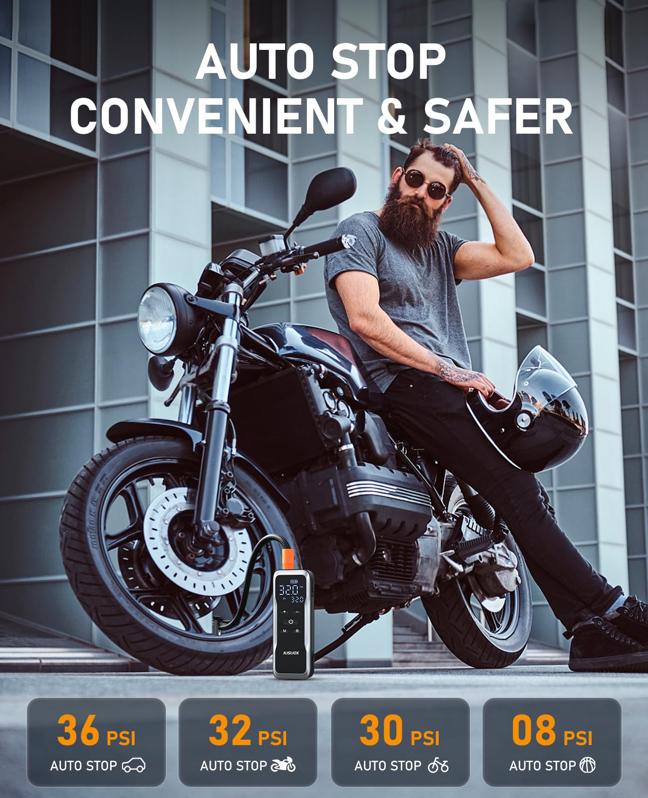 Tire Inflator Portable Air Compressor Battery and 12V DC Air Pump for Car Tires 150PSI Cordless Electric Bike — view 5