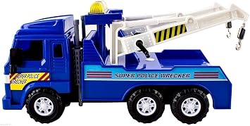 Big Daddy Let's Pretend Wrecker Tow Truck - Friction Powered Police Style Toy Truck with Adjustable Strings