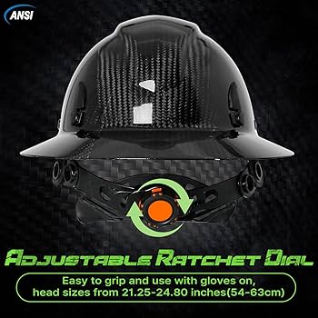 Aolamegs Carbon Fiber Full Brim Hard Hat with Chin Strap - Carbon