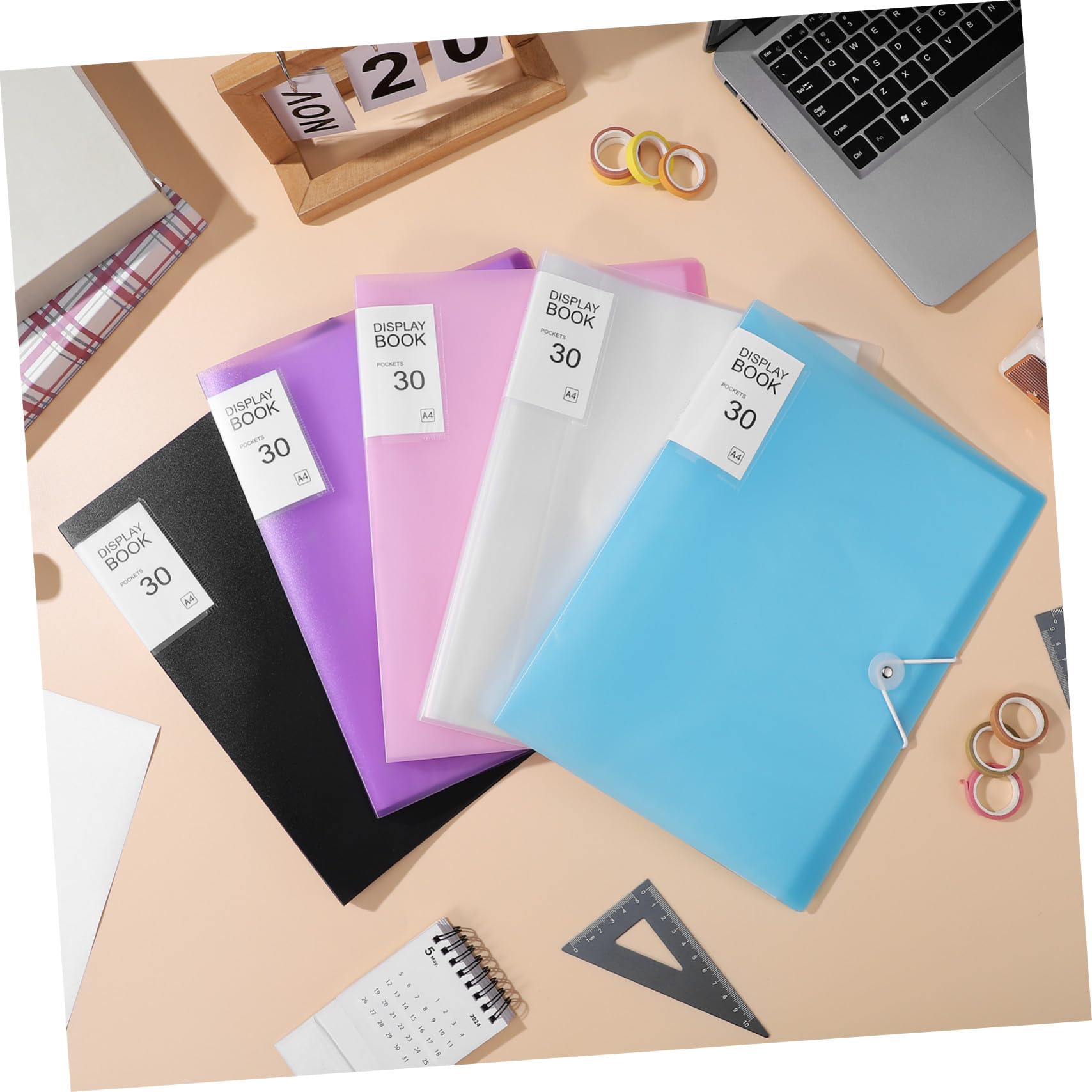 Gatuida 5 Stück Präsentationsordner mit Transparenten Hüllen Seiten Schwarz Blau Violett Weiß Inkl Aufkleber für Dokumentenorganisation Vielseitiger Organizer für Unterlagen und Fotos