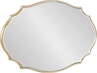 Kate and Laurel Leanna Modern Scalloped Wall Mirror, 18 x 24, Gold, Glam Oval Mirror for Wall