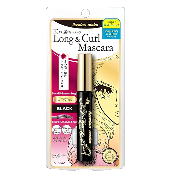 Heroine Make by KissMe Waterproof Mascara Black | Volumizing, Lengthening & Smudge-Proof Formula | Waterproof Mascara for Long-Lasting Curl & Volume | Made in Japan