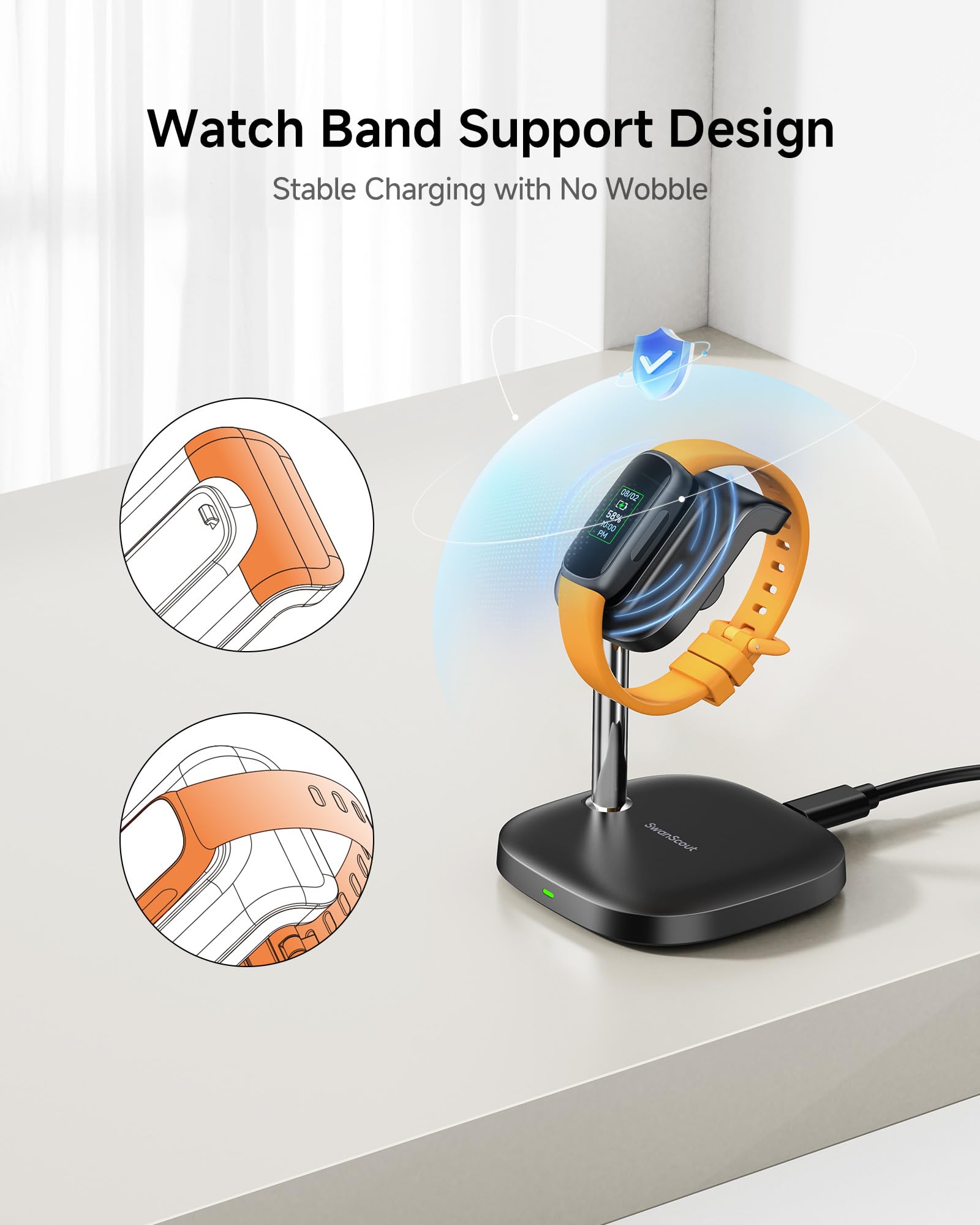 SwanScout Supporto caricabatterie per Google Fitbit Inspire 3