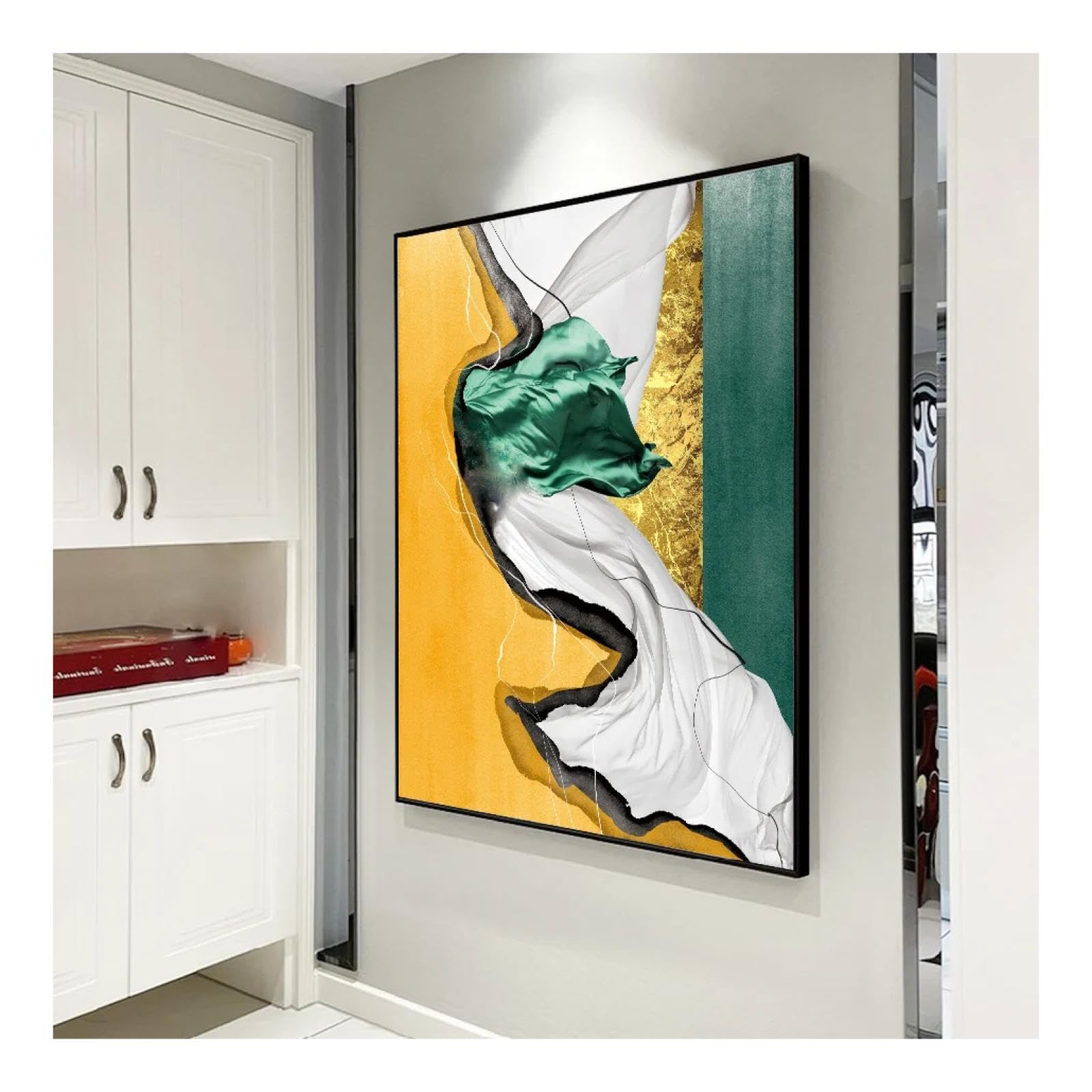 Peinture marbre vert or pour habiller un mur vide cadre interne 55x75 cm - 8