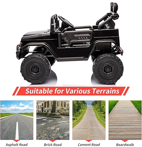 Miniatura 2 de Camión con licencia de 12 V, 7 AH, con control remoto, funciona con pilas, con suspensión de resorte, neumáticos EVA, USB, música, luces LED,