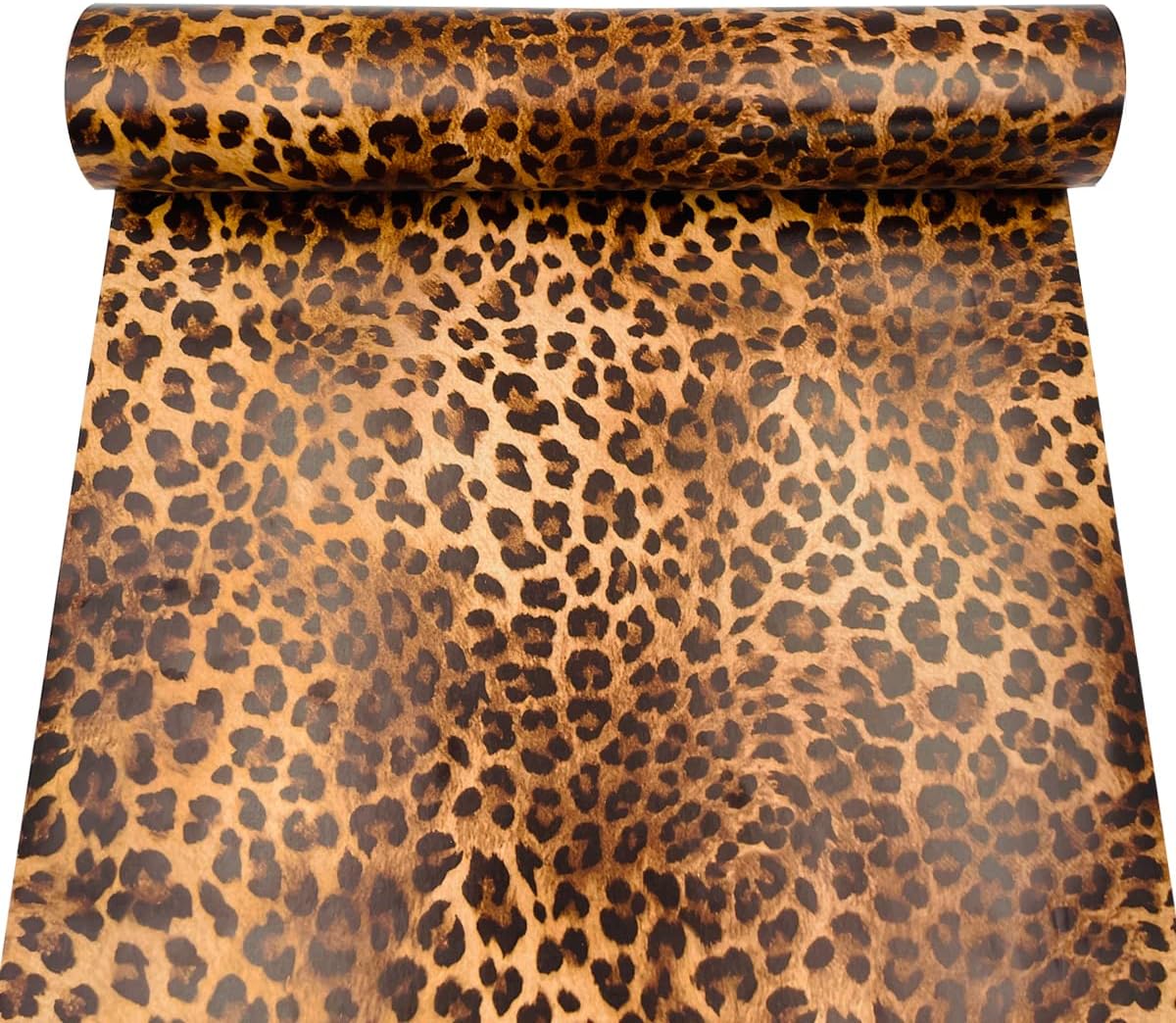 32.8ft Roll Leopard Print Wallpaper Peel and Stick Vinyl Furniture Revamp Paper Removable Wall Backsplash (393.7x17.7 inches)