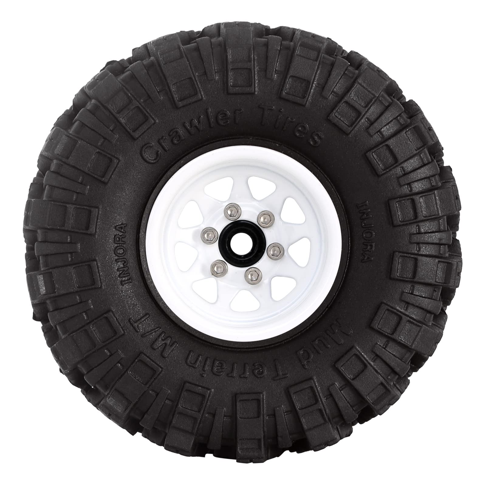 INJORA 1.0 Beadlock Wheels & Mud Tires - Deep Dish Rims For 1/18 RC Crawlers