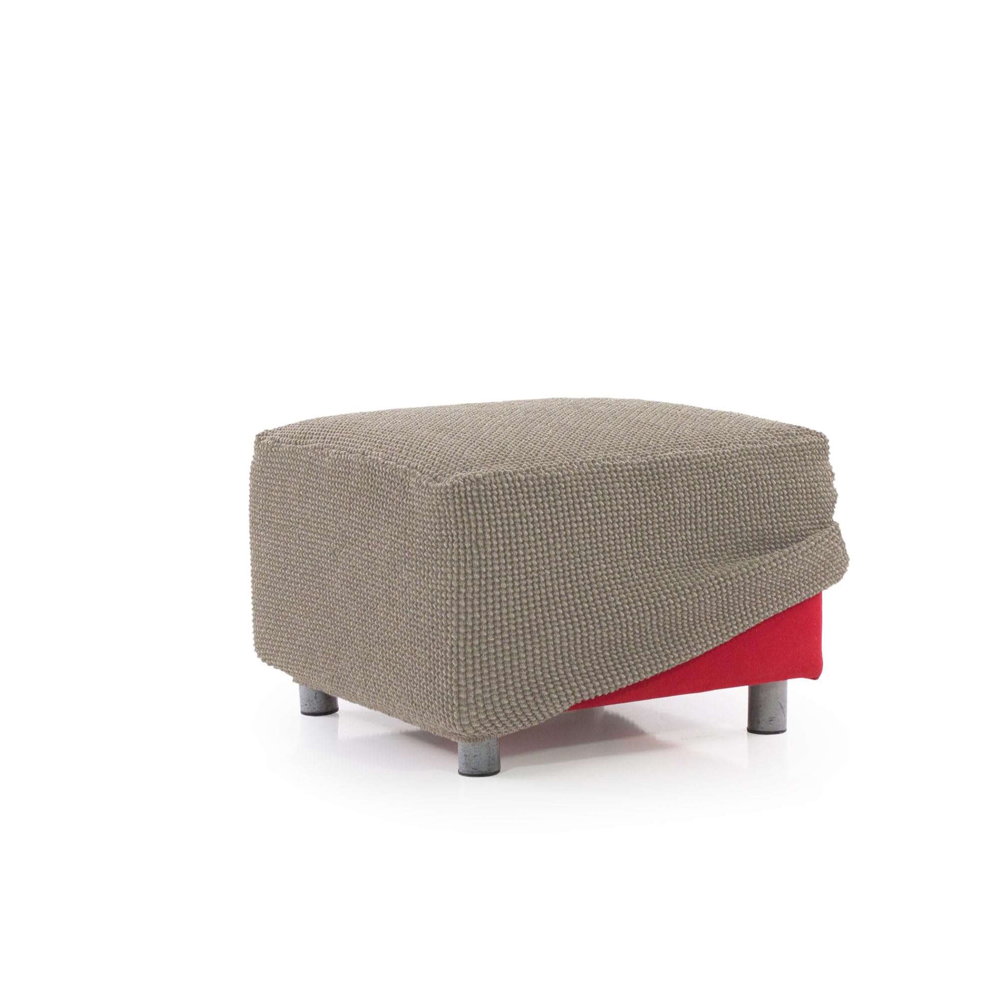 FAVERTI Copridivano super elastico e poggiapiedi quadrato da 40 a 60 cm | modello NOVELE | lino | protezione di qualità tessuto jacquard al tatto cotone | ottomano quadrato