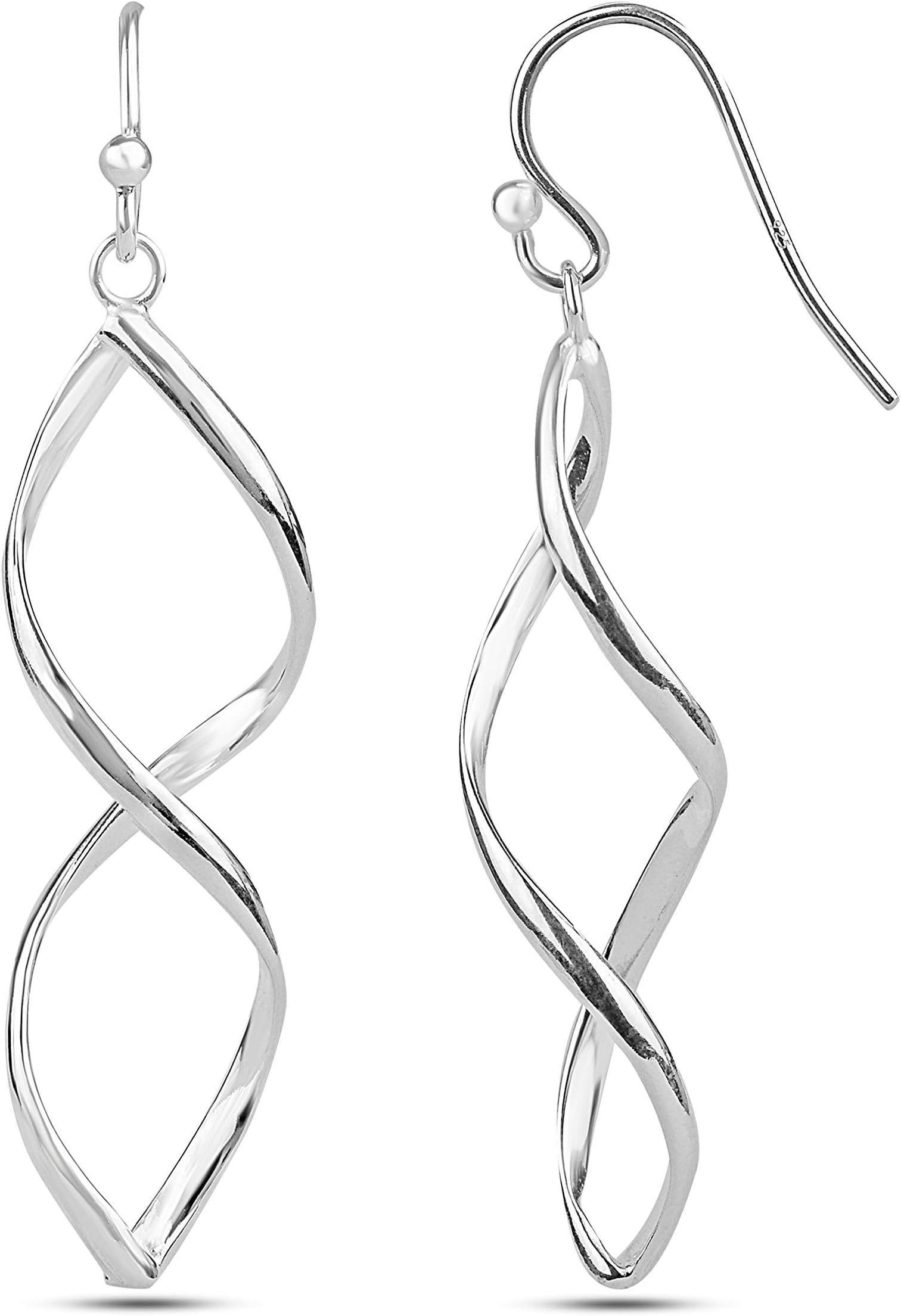 Amazon Brand - Nora Nico 925 Sterling Silver BIS Hallmarked Jewelry Linear Drop Dangle Earrings/Twisted Earring for Girl Women
