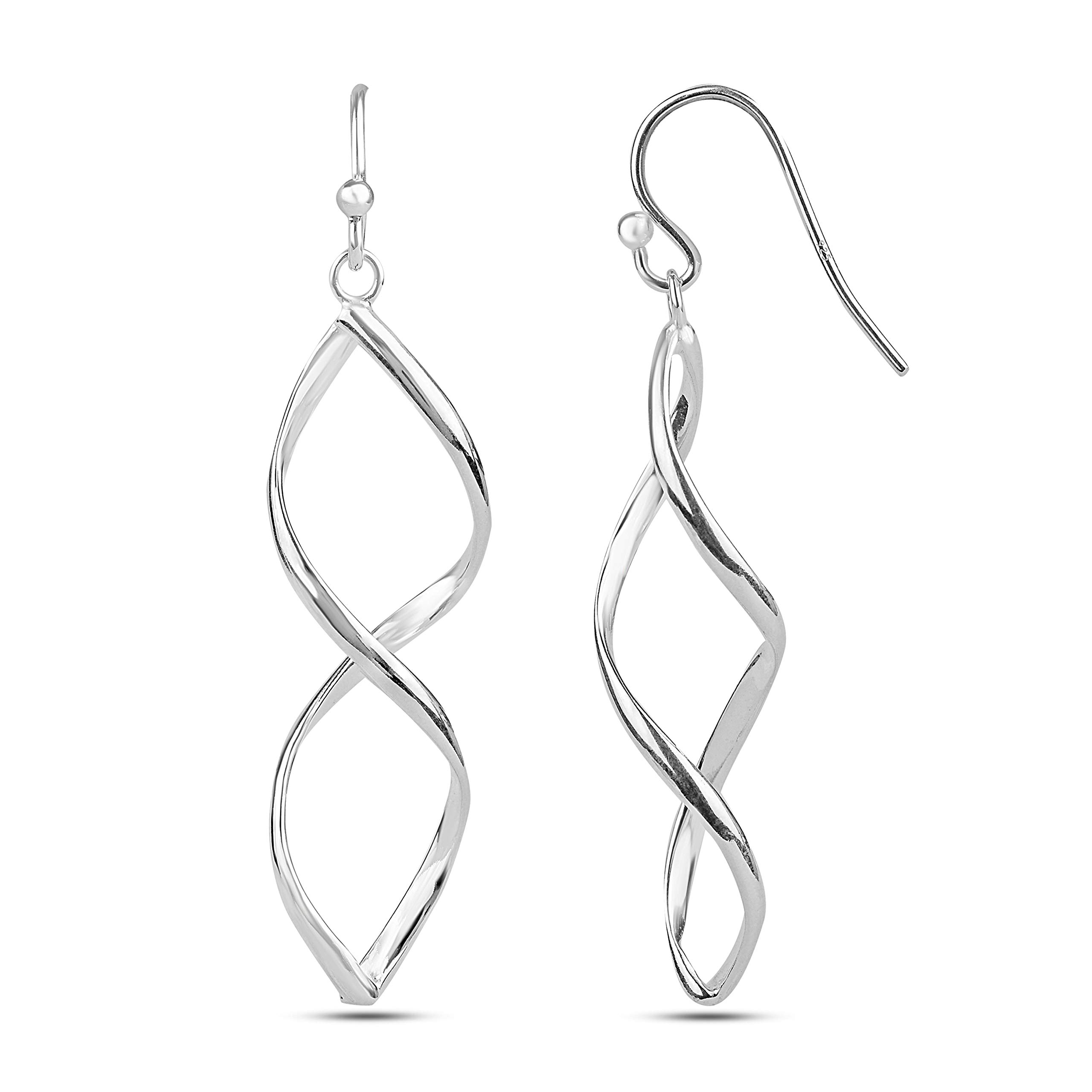 Amazon Brand - Nora Nico 925 Sterling Silver BIS Hallmarked Jewelry Linear Drop Dangle Earrings/Twisted Earring for Girl Women