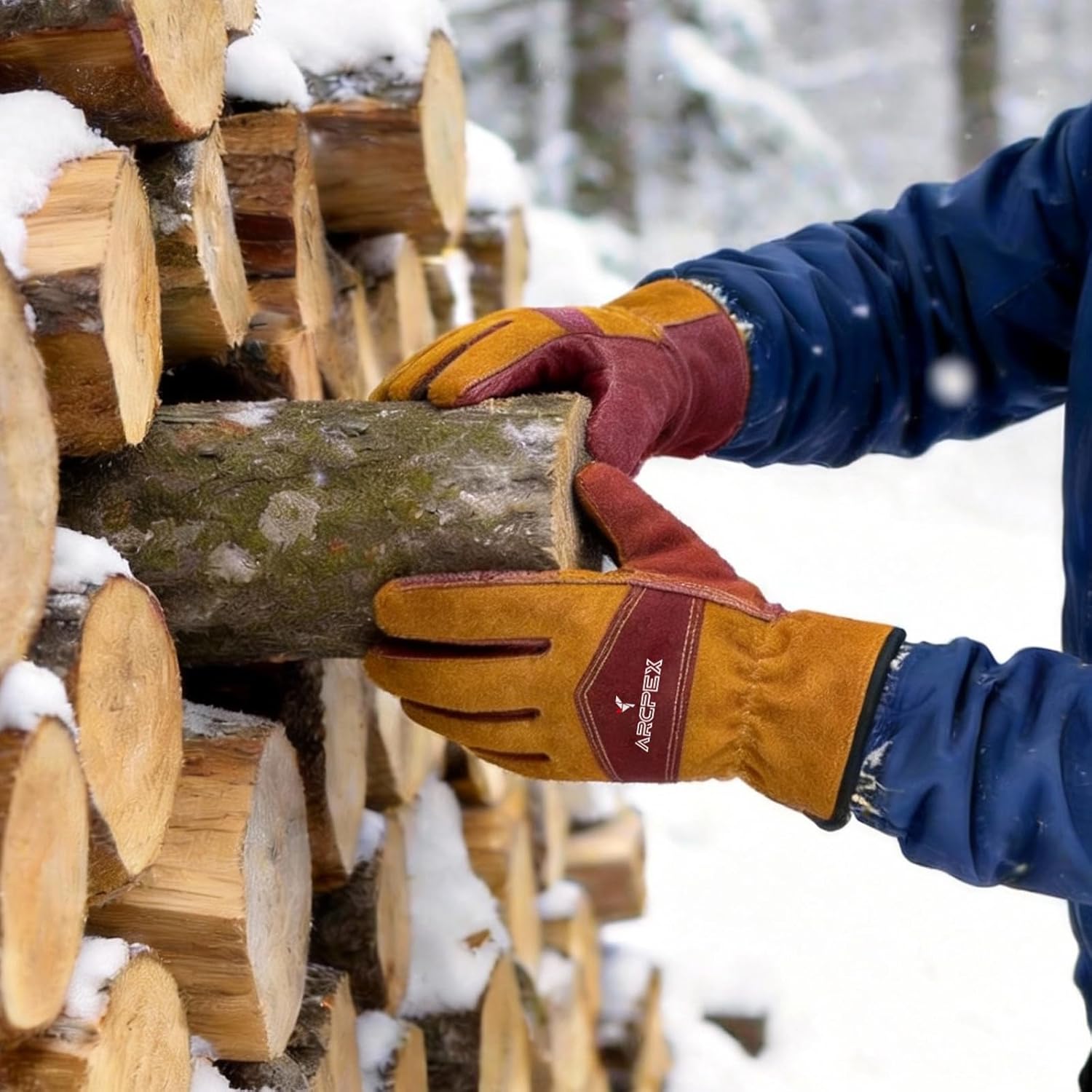 Leather Work Gloves for Men, Heavy-Duty Welding Gloves XL for MIG TIG Welding, Gardening, Construction, Farm, Wood Chopping Cowhide with Cotton Liner Safety Thorn Proof Gloves Hand Protection - Image 7