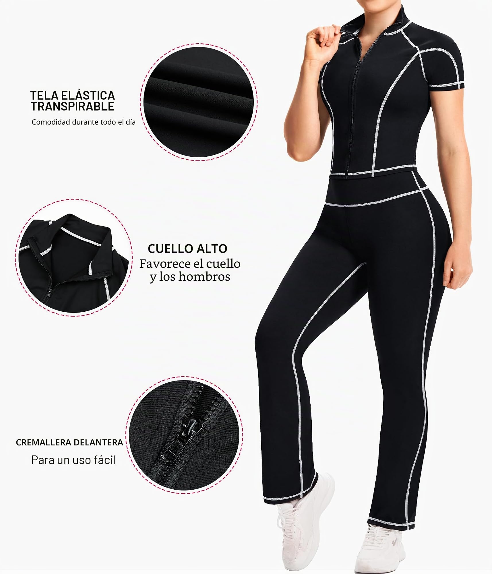 Gotoly Conjunto completo de dos piezas para gimnasio, correr, ejercicio, entrenamiento, yoga, conjunto de ropa deportiva para mujer
