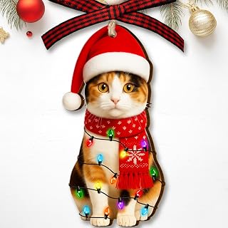 Calico Cat Ornament - Calico Cat Christmas Ornament - Cats Gifts for Women, Cats Lover, Pet Lovers - Kitten Ornaments for Christmas Tree - Wood Xmas Ornaments 2025 - Kitty Decor