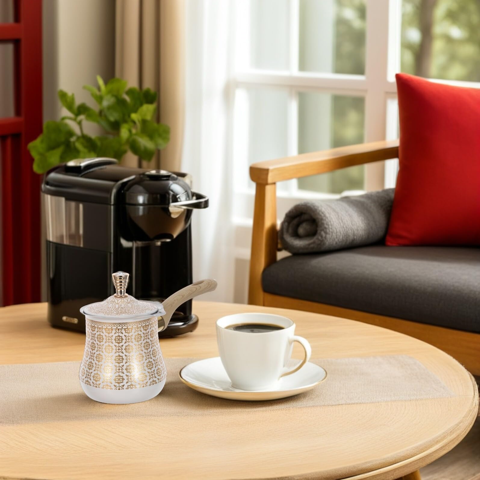 Cafetière Turque en Acier Inoxydable 720ml, Compatible Induction