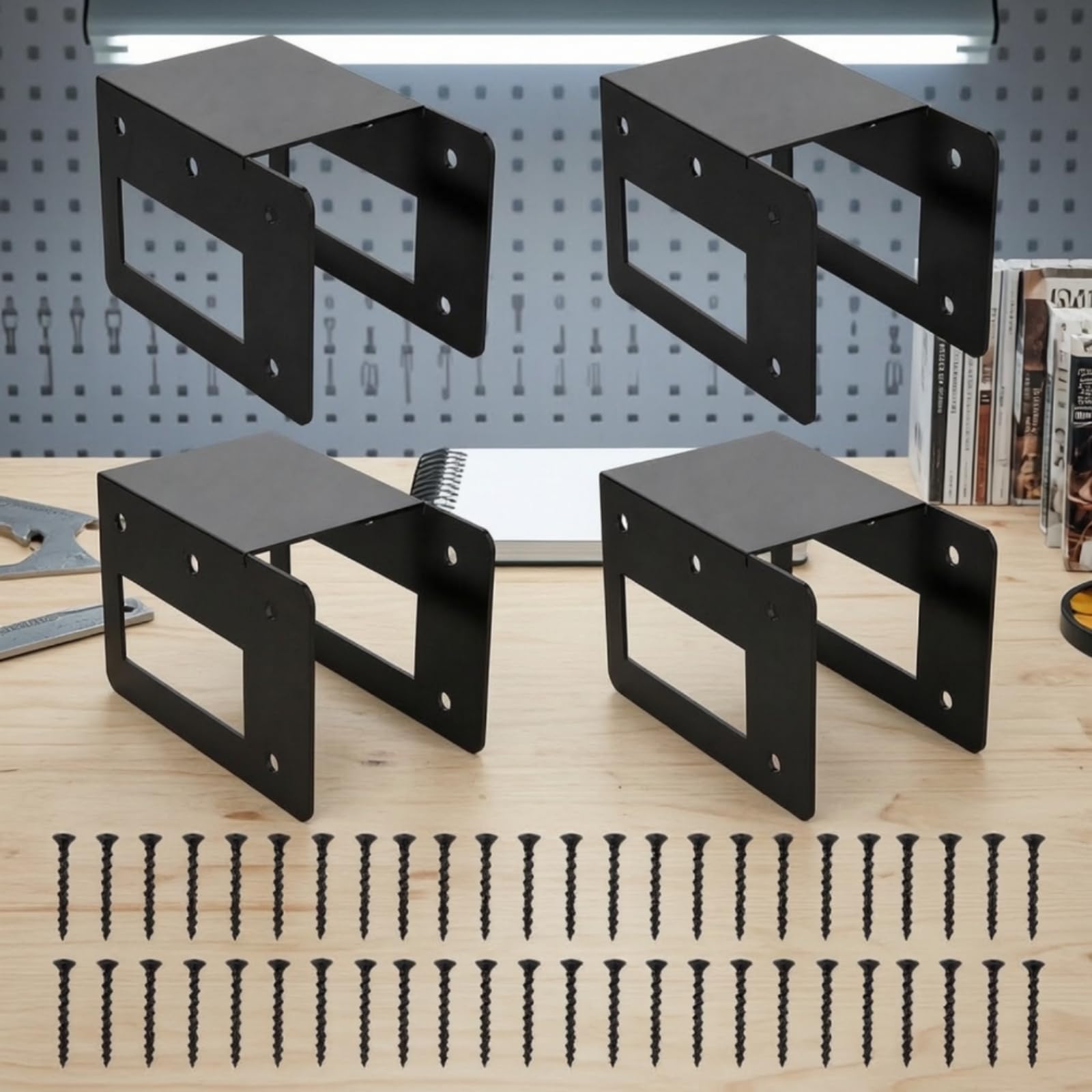 Ronyme 4 Pièces Rangement pr Bois Chauffage En Fer Forgé Résistant pr Intempéries Abri à Bûches Cheminée Porche, L