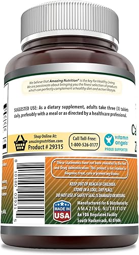 Miniatura 7 de Amazing Formulas Suplemento dietético D3 de calcio y magnesio y zinc por porción de 3 pastillas (150 tabletas)