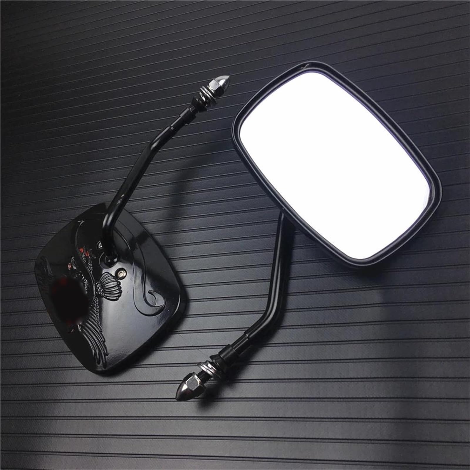 Espejo retrovisor de aluminio negro para customización premium de Harley Fatboy