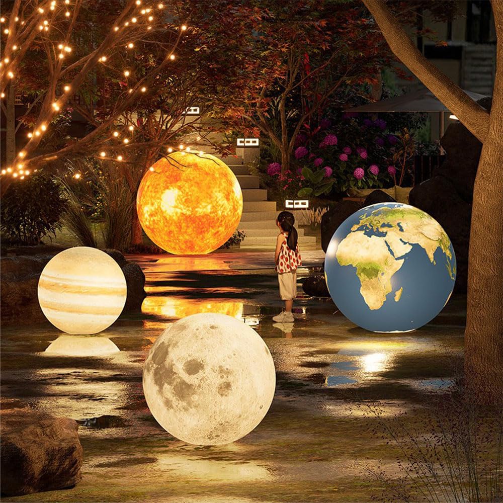 Luz De Globo Solar Luz De Bola Brillante Solar Al Aire Libre con Control Remoto, Luz De Orbe Solar Impermeable IP65, Iluminación De Paisaje Lámpara De Luna para Decoración De Camino